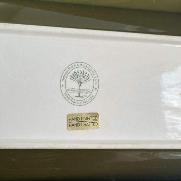 Island Plantations Sushi Set 4 Pieces Hand Painted Ceramic Areca Palm New - Picture 4 of 7